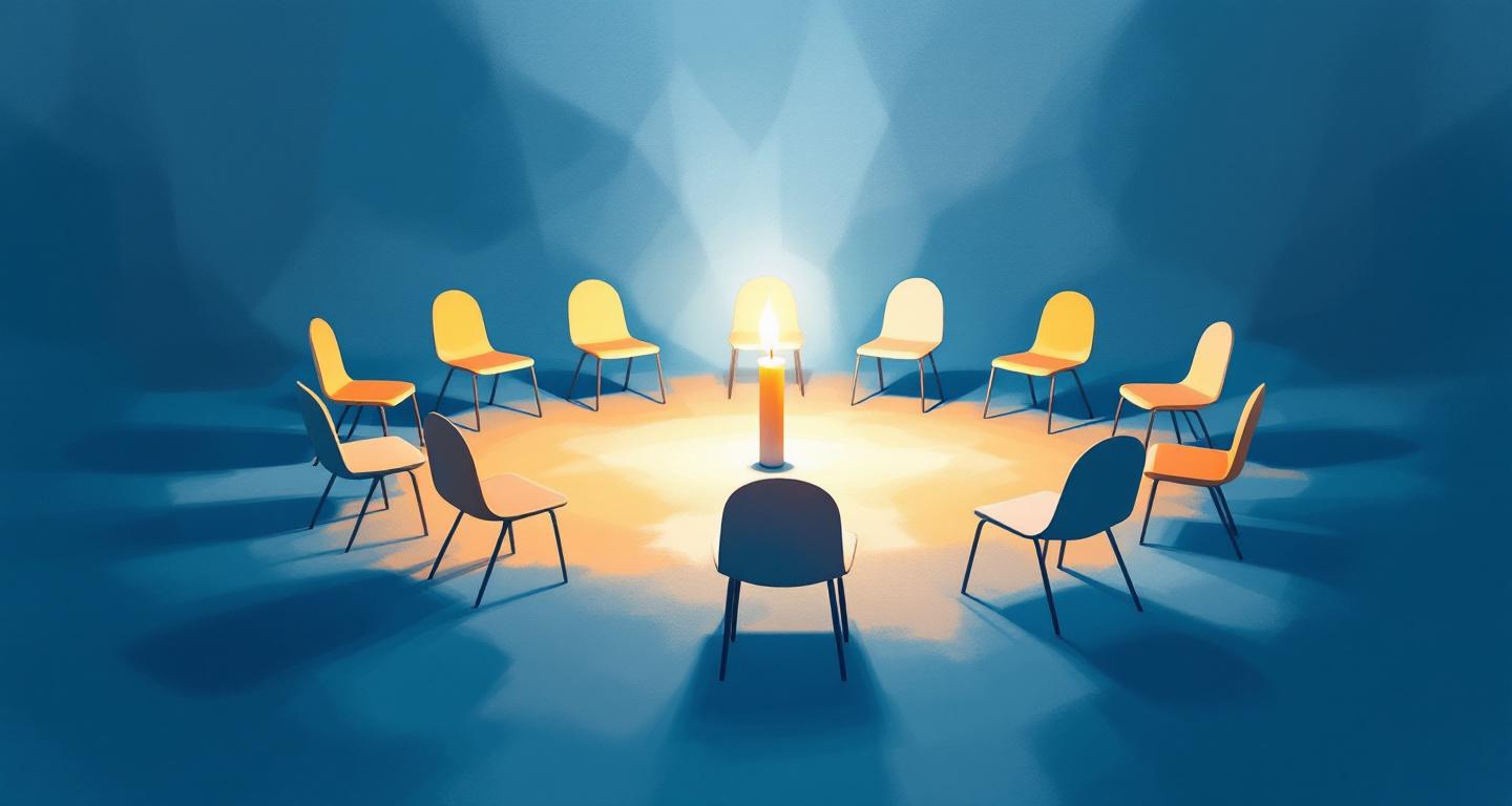 Support group meeting illustration representing 12-step programs