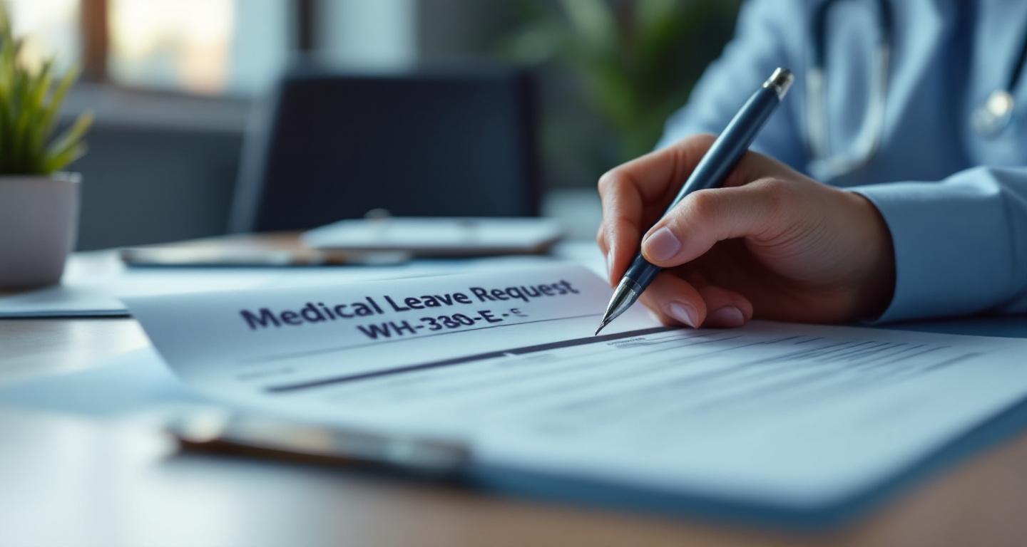 Medical leave request paperwork on a desk