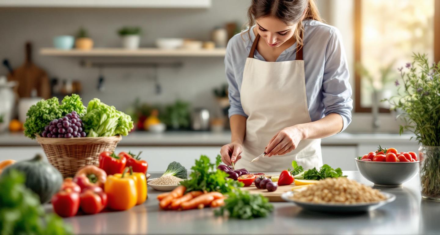 Healthy meal preparation in a rehab kitchen